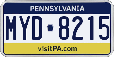 PA license plate MYD8215