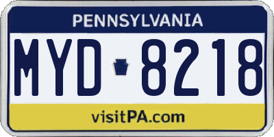 PA license plate MYD8218