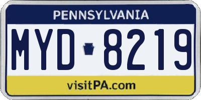 PA license plate MYD8219