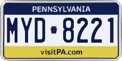 PA license plate MYD8221