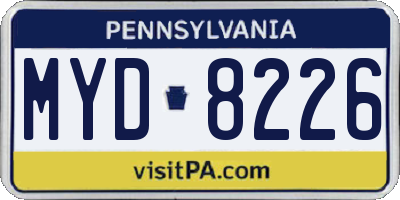 PA license plate MYD8226