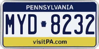 PA license plate MYD8232