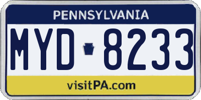 PA license plate MYD8233