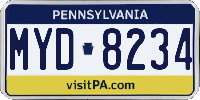 PA license plate MYD8234