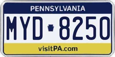 PA license plate MYD8250