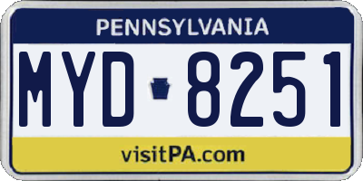 PA license plate MYD8251