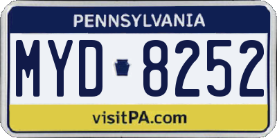 PA license plate MYD8252