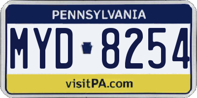 PA license plate MYD8254