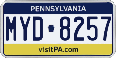 PA license plate MYD8257