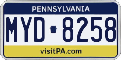 PA license plate MYD8258