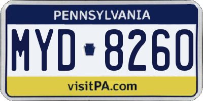 PA license plate MYD8260