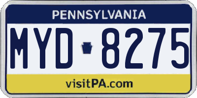 PA license plate MYD8275