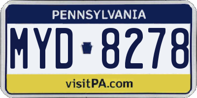 PA license plate MYD8278