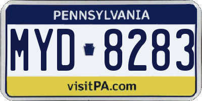 PA license plate MYD8283