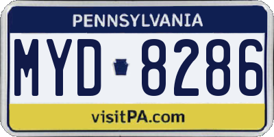 PA license plate MYD8286