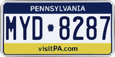 PA license plate MYD8287