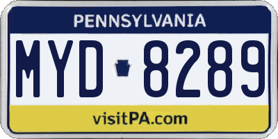 PA license plate MYD8289