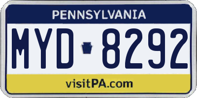 PA license plate MYD8292