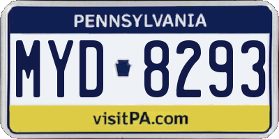 PA license plate MYD8293