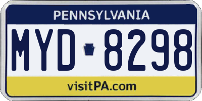 PA license plate MYD8298