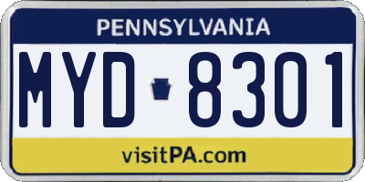 PA license plate MYD8301