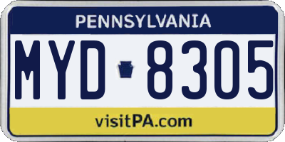 PA license plate MYD8305
