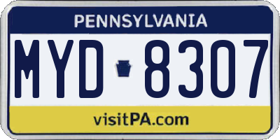 PA license plate MYD8307