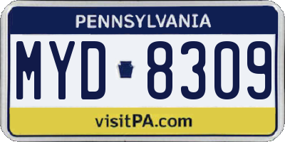 PA license plate MYD8309