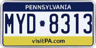 PA license plate MYD8313