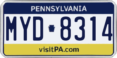 PA license plate MYD8314