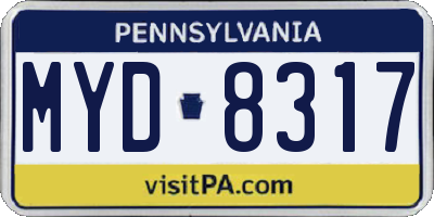 PA license plate MYD8317