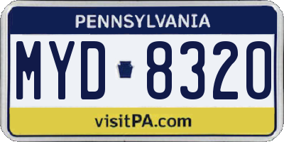 PA license plate MYD8320