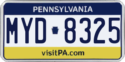 PA license plate MYD8325