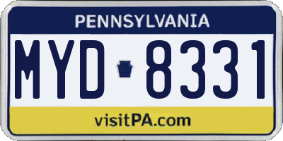 PA license plate MYD8331
