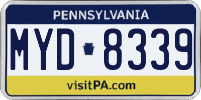 PA license plate MYD8339