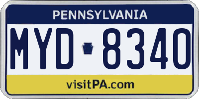 PA license plate MYD8340