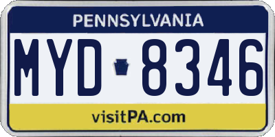 PA license plate MYD8346