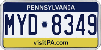 PA license plate MYD8349