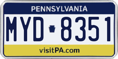 PA license plate MYD8351