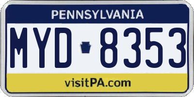 PA license plate MYD8353