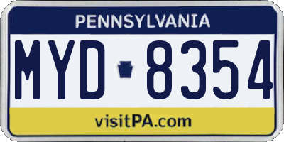 PA license plate MYD8354