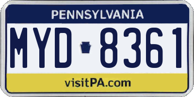 PA license plate MYD8361
