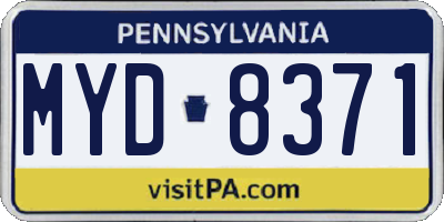 PA license plate MYD8371