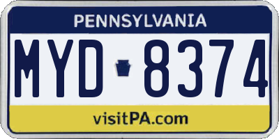 PA license plate MYD8374