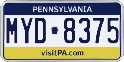 PA license plate MYD8375