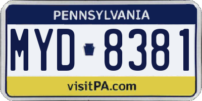 PA license plate MYD8381