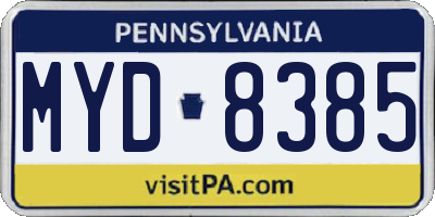PA license plate MYD8385