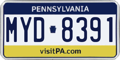 PA license plate MYD8391