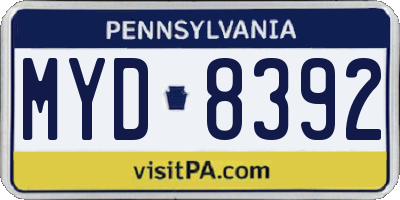 PA license plate MYD8392
