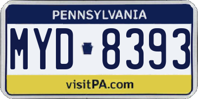 PA license plate MYD8393